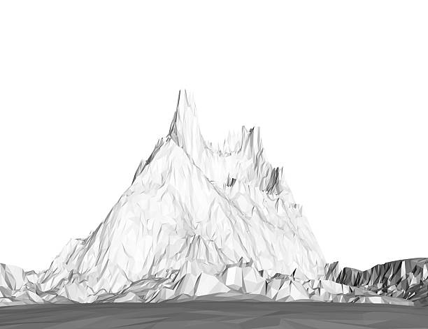 istock A mountain is shown in a white background. The mountain is very tall and has a very rocky appearance. The mountain is surrounded by a vast, empty landscape 2206781851