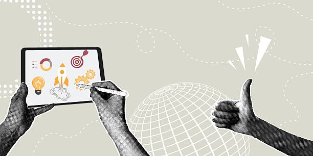 istock Trendy halftone collage. Strategic Business Planning. Product launch planning concept,teamwork,teamwork,plan development,ideas,data analysis for successful development 2206782468
