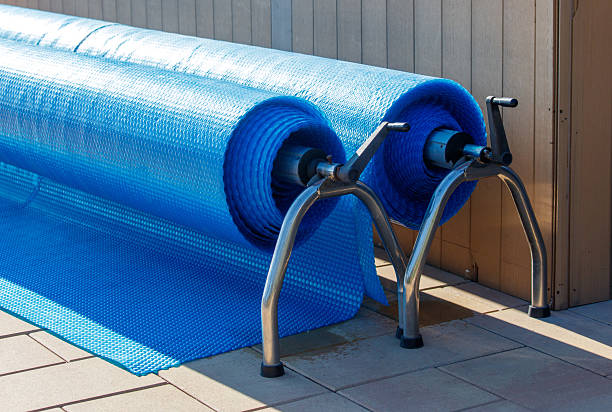 istock Two blue plastic sheets are on a metal stand 2206782475
