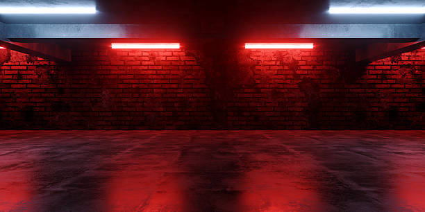 istock Alien Sci Fi Futuristic Spaceship Hangar Big Concrete Cement Asphalt Bricks Basement Stone Wall Hallway Studio Lights Showroom Realistic Bunker Garage 3D Rendering 2206782795