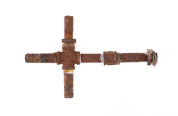 old welding plumbing pipes isolated on white background