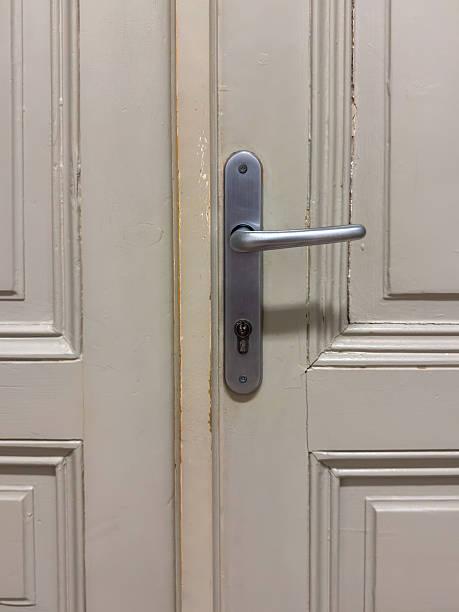 istock Closed Double Door with Metal Handle Symbolizing Pause in Education or Restricted Access 2206787951