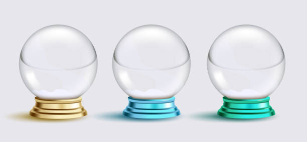 istock Christmas snow ball vector set design. 3d Christmas crystal ball elements collection in glass colors 2206792022