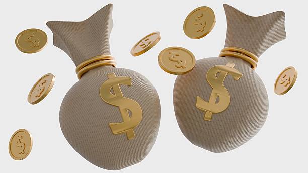 istock a 3d rendering of a money bag and several gold coins 2206796508