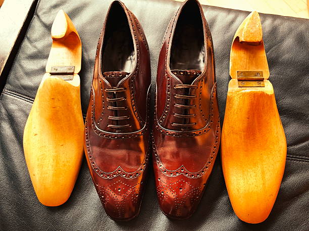 istock Premium Brown British Bespoke Faux Winptip with shoetrees 2206797433
