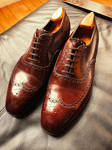 istock Premium Brown British Bespoke Faux Winptip with shoetrees 2206797456