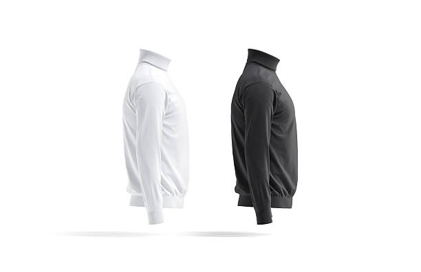 istock Blank black and white turtleneck sweater mockup, profile view 2206797662