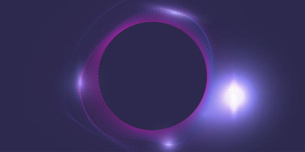 istock Purple glowing swirl forming a circular placeholder frame on dark background 2206803701