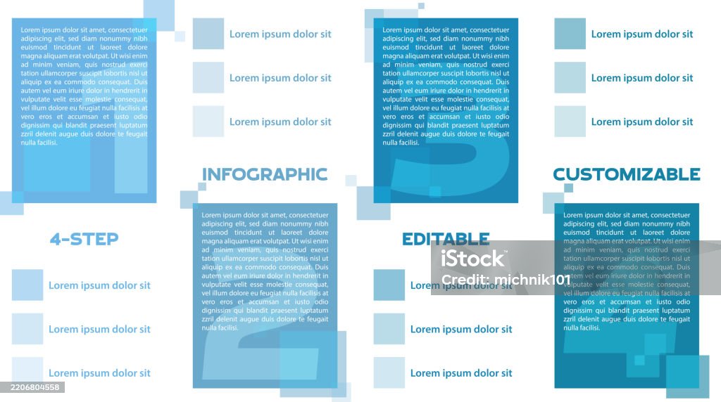 Layout Blue Example Editable Blue Infographic Layout With 4step Customization Blocks Stock ...