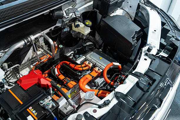 istock Electric car with open hood 2206812591