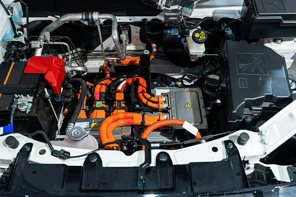 istock Electric car with open hood 2206812702