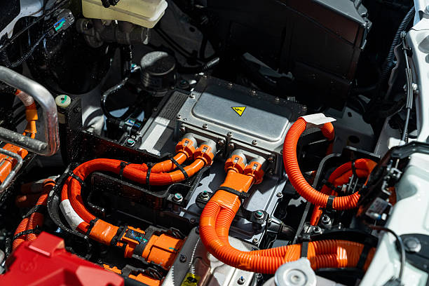 istock Electric car with open hood 2206812924