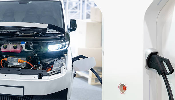 istock Charging electric van with open hood 2206812997
