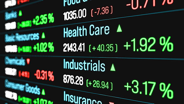 istock Sector index data, health care, industrials, insurance. 2206815440