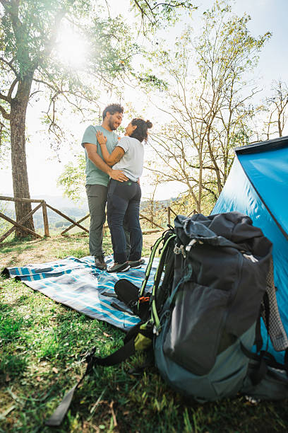 istock passionate couple doing camping in the tent 2206817513
