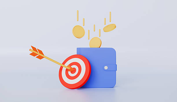 istock Wallet with Coins and Target Arrow, Achievement and Success, Targeting Audience, Dartboard with Arrow and Money, Business or Finance Target Concept 2206828385