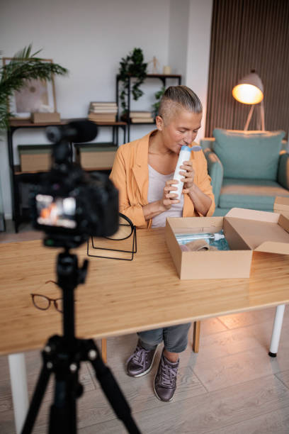 istock Beauty Vlogger Unboxes Latest Skincare Products 2206828805