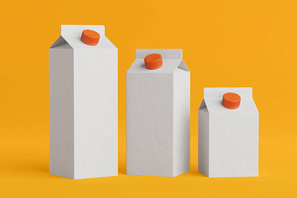 White Carton Boxes Packs in Different Size with Blank Space for Your Design on a yellow background. 3d Rendering