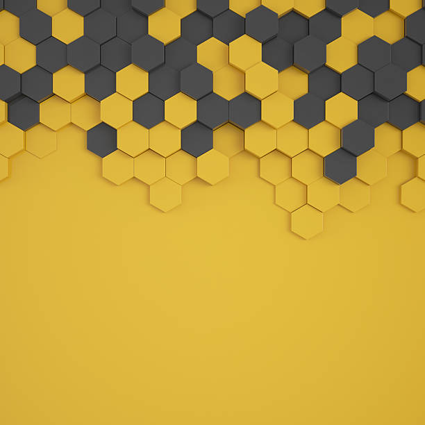 istock 3d rendering of hexagons in black and yellow. 2206829982