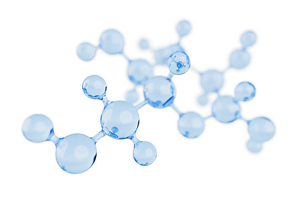 istock Blue Glass Transparent Molecules or Atoms. 3d Rendering 2206830062