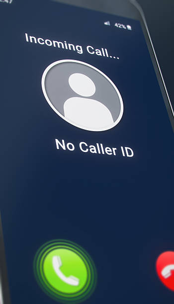 istock Vertical illustation of a smartphone with an incoming call with No Caller ID. 2206830459