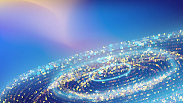 istock Vibrant abstract representation of swirling glowing lights in a cosmic setting during twilight 2206843860