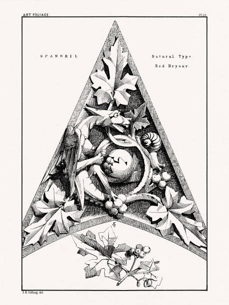 Vintage foliage ornament illustration from a book published in Boston in 1880.