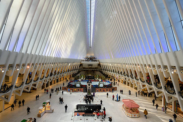 New York City, USA - December 6, 2024: inside of the Oculus World Trade Center Transportation Hub