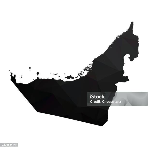Uae Polygon Abstract Polygon Low Poly Color Black United Arab Emirates Map Stock ...
