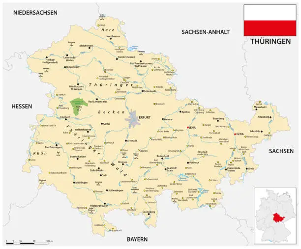 Thuringiaa Flag map of Thuringia - Free Vector Download | VectorPortal