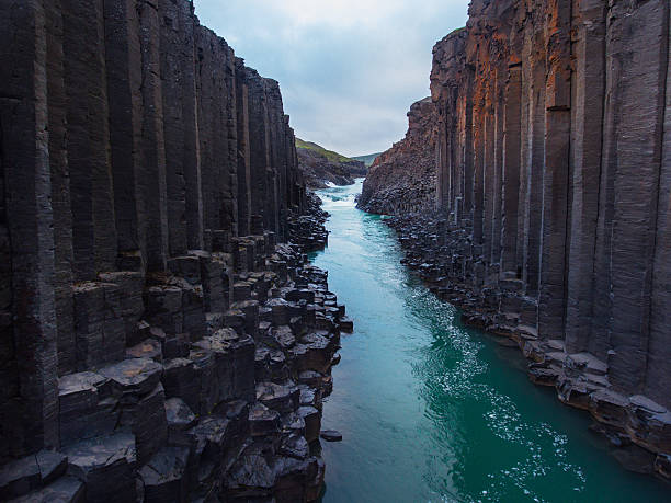 istock Awesome basalt Studlagil Canyon in Iceland. Aerial view 2206858439