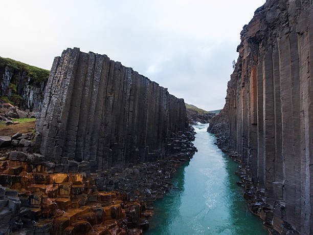 istock Awesome basalt Studlagil Canyon in Iceland. Aerial view 2206858440