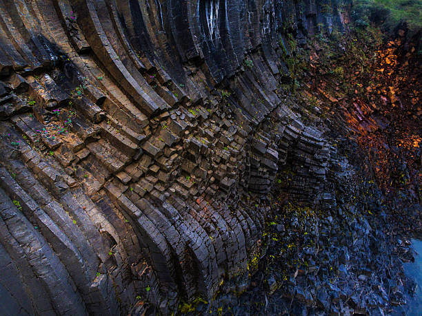 Awesome basalt Studlagil Canyon in Iceland. Aerial view