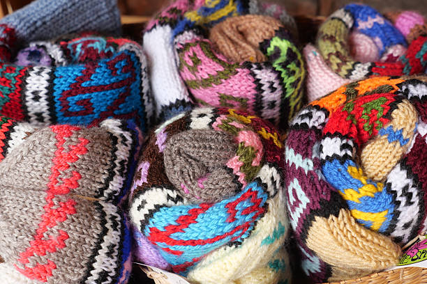 istock Colorful HandKnitted Yarn Rolls with Intricate Patterns Collection 2206860391