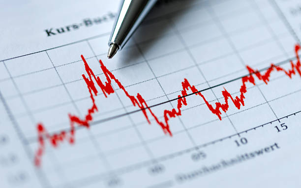 istock Red Line Trend on Stock Market Chart 2206869336