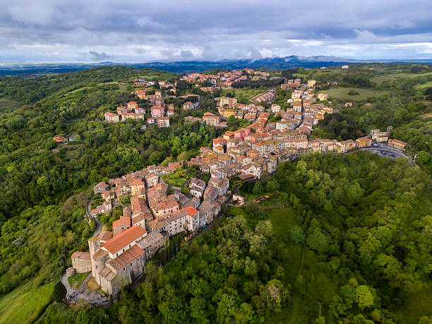 istock Scansano, Italian medieval town from drone 2206873226
