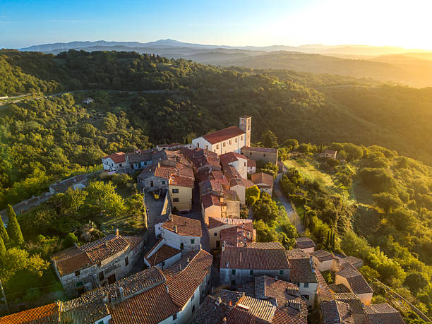 istock Scansano, Italian medieval town from drone 2206873263