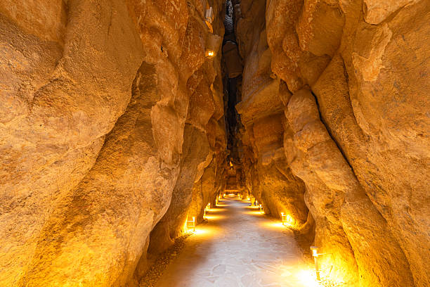 istock rock formations inside Jabal Al Qarah Mountain caves in Saudi Arabia 2206876555
