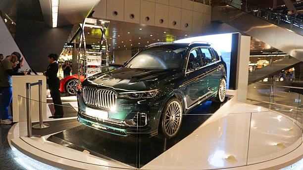 Doha, Qatar - January 22, 2025: New car on display at Hamad International Airport at Doha, Qatar - January 22, 2025.