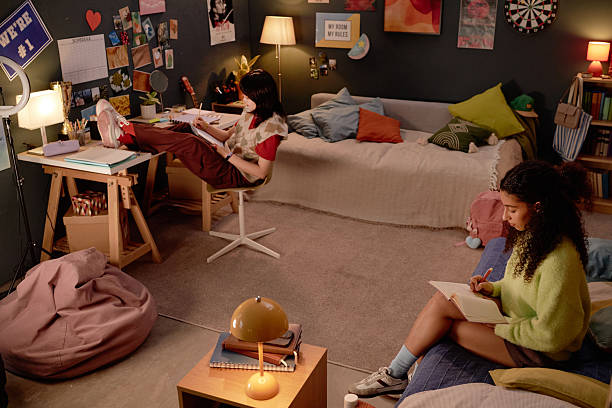 istock Studying in Cozy, Well-Decorated Bedroom Setup With Friends 2206880376
