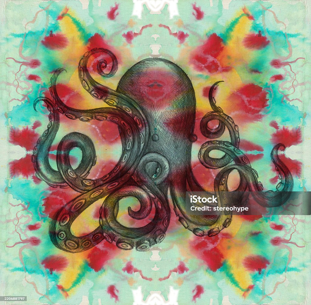 Octopus Graphite Blotchy Octopus Stock Illustration - Download Image Now - Adversity ...