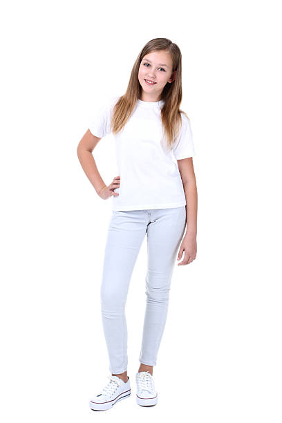 istock Cute young girl on white background 2206882761