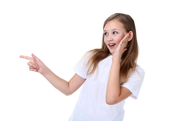 istock Cute young girl on white background 2206883765