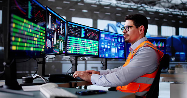istock Latino Engineer Monitors Oil Refinery Plant's SCADA System 2206885063