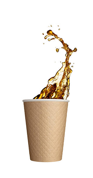 istock falling disposable paper cup with coffee splash isolated on white background 2206887722