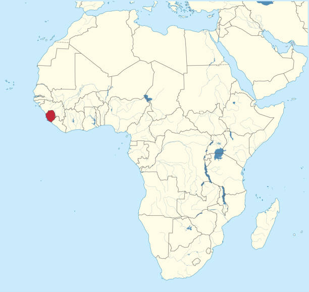 National Map Of Sierra Leone Inside African Continent Stock National Map Of Sierra Leone Inside African Continent 