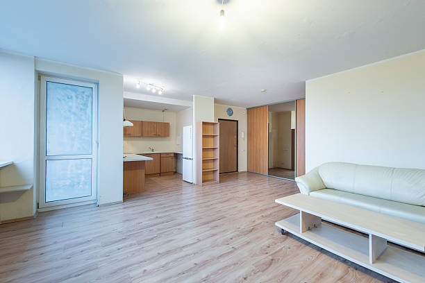 istock Modern Home Apartment Interior with Open-Plan Kitchen and Living Room Design 2206896836