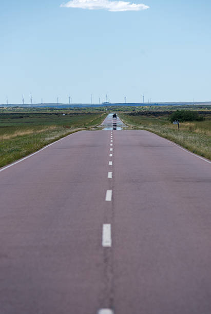 Lane of the Ruta 3 highway in the section where it crosses the Argentine pampas in the Province of Buenos Aires