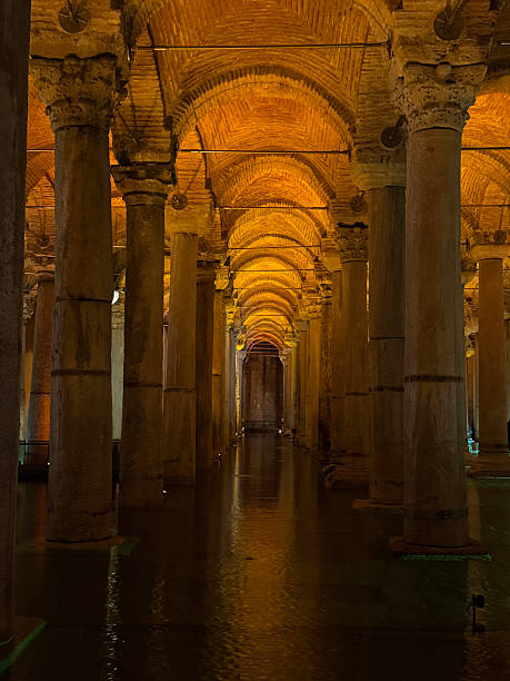 istock Basilica Cistern with Illuminated Ancient Columns and Water, Istanbul, Turkey 2206898683