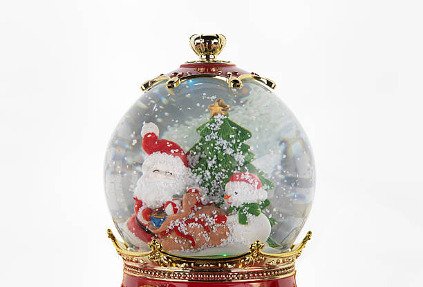 Snow globe with cute Santa Claus isolated on white background